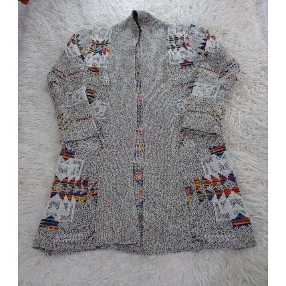 ON BLUE Sweater Size S Cardigan Duster Southwestern Aztec Long